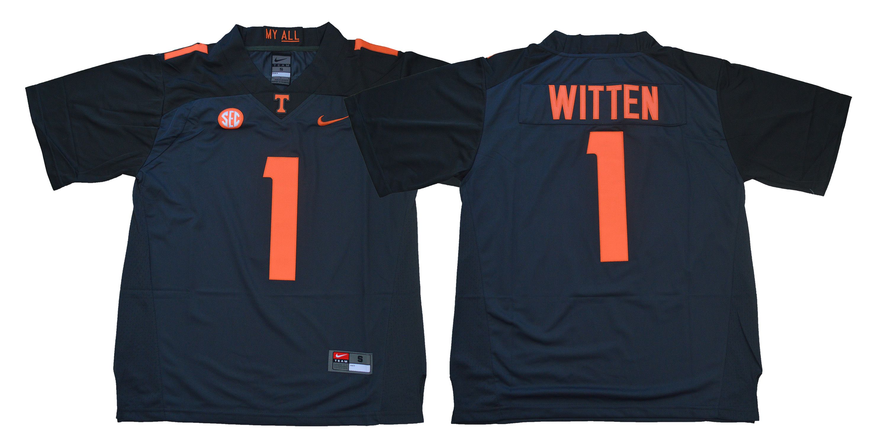 Men Tennessee Volunteers #1 Witten Blue Nike NCAA Jerseys
